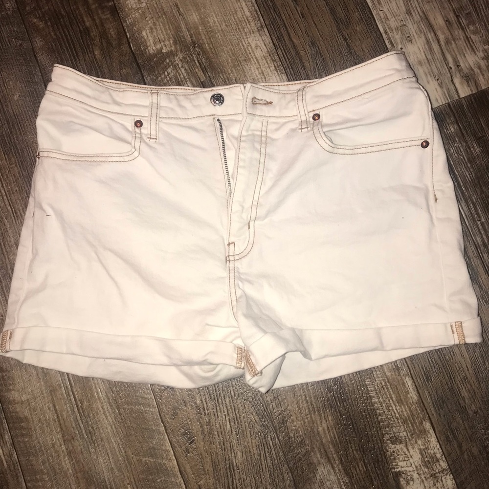 White jean shorts